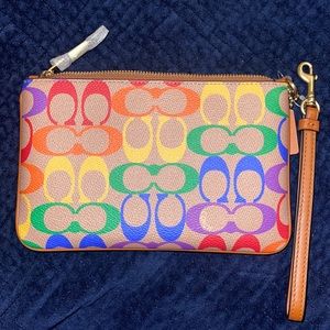 SOLD OUT Corner Zip Wristlet In Rainbow Signature Canvas